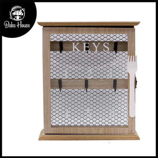Wooden Key Holder Frame 6 Hooks