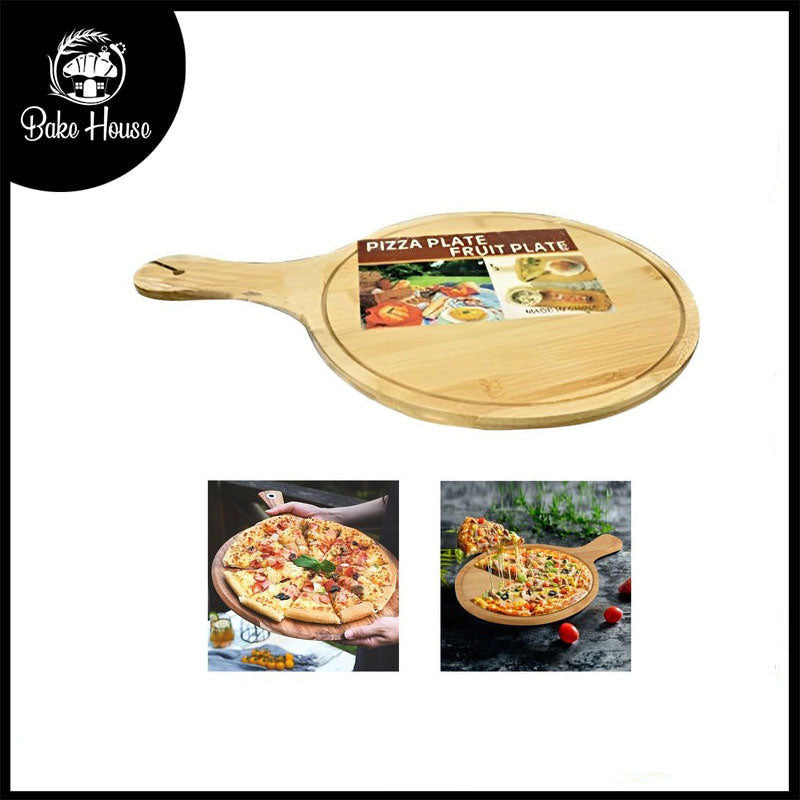 Wooden Pizza Serving Plate 20cm with Handle