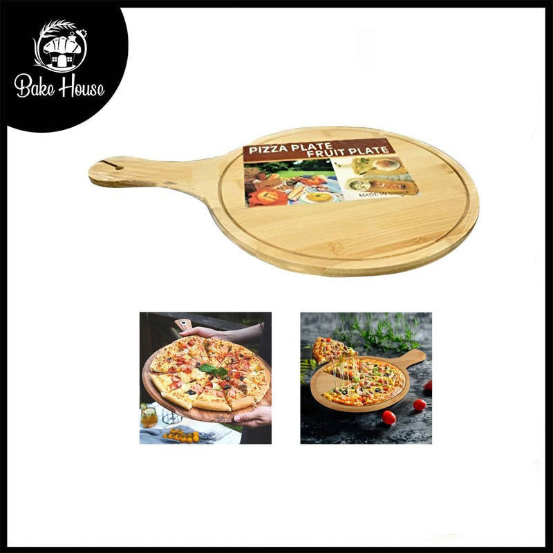 Wooden Pizza Serving Plate 29cm with Handle