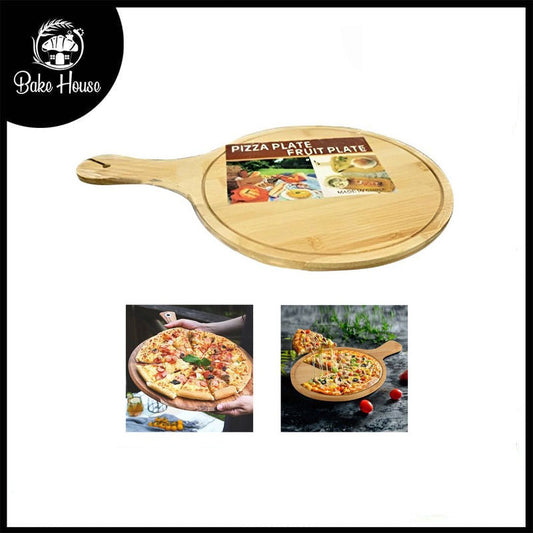 Wooden Pizza Serving Plate 32cm with Handle