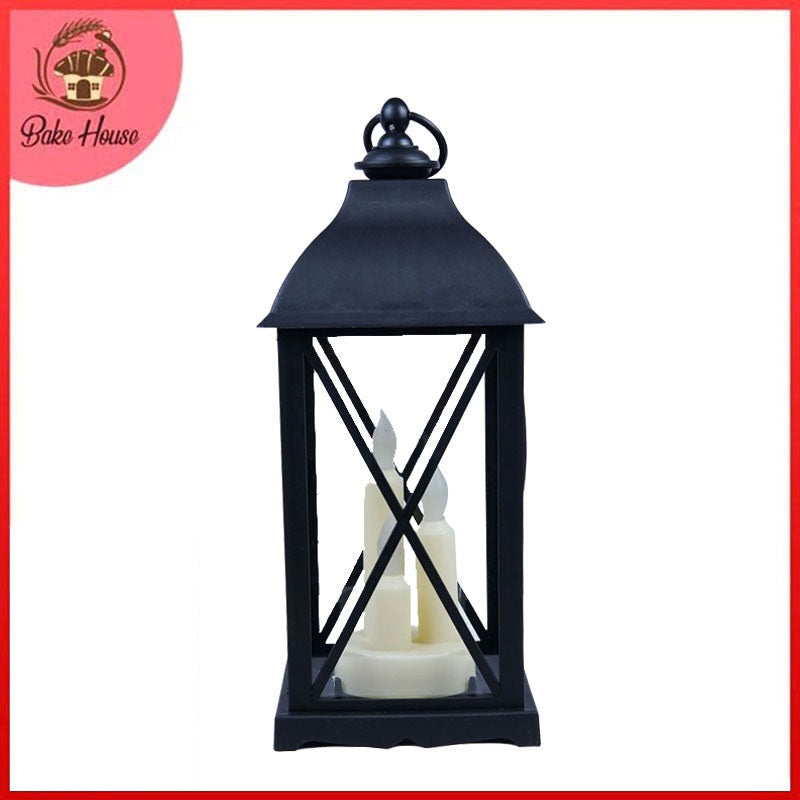 Cross Window Hut Style Led Candle Lantern - Hanging and Tabletop Decoration