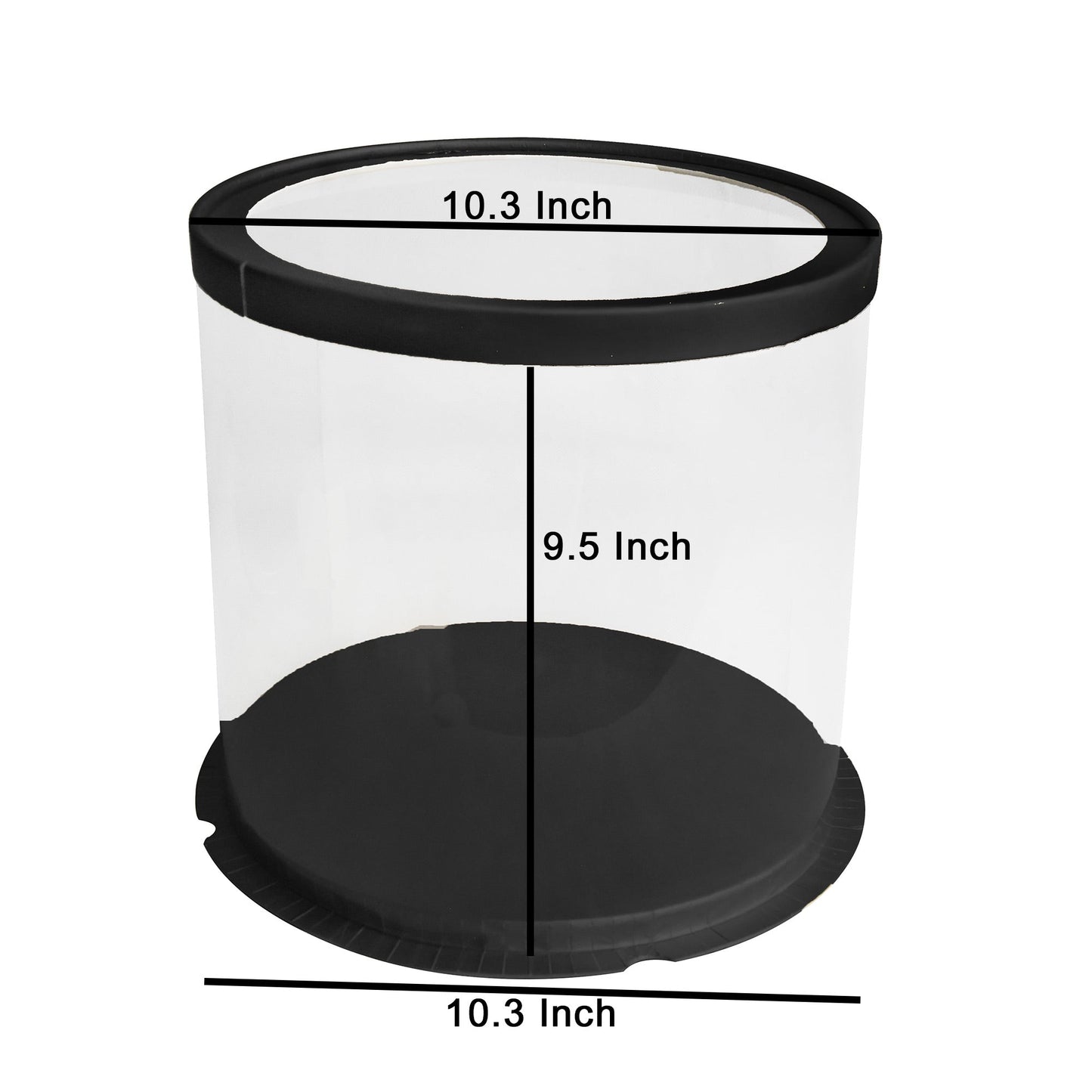 Transparent Cake Box Black With Base & Lid 10.3 X 10.3 X 9.5 Inch