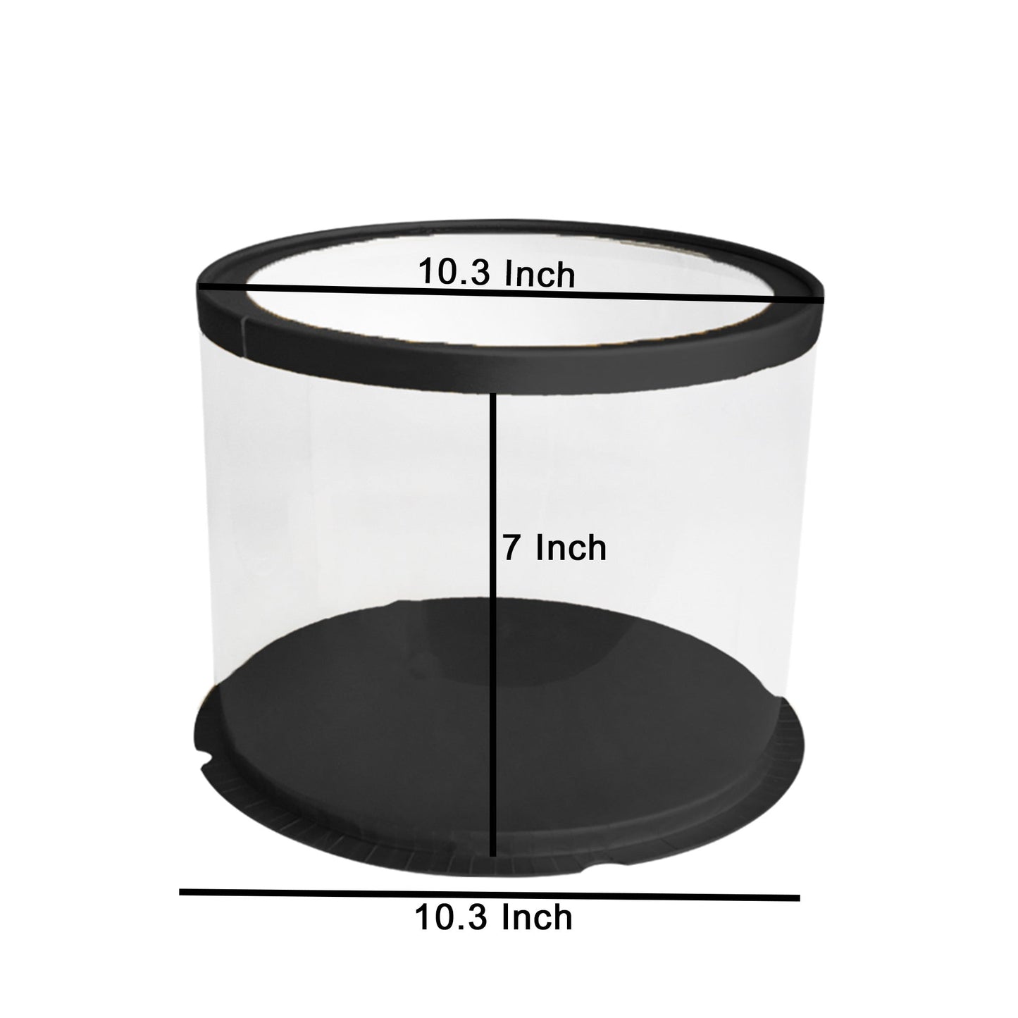 Transparent Cake Box Black With Base & Lid 10.3 X 10.3 X 7 Inch