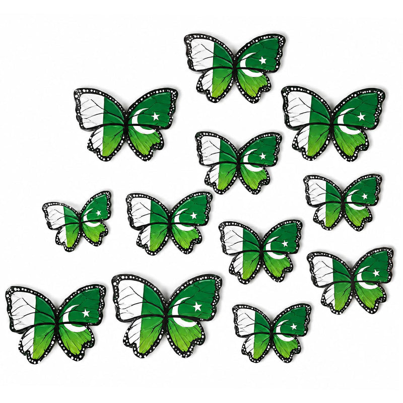 3D Pakistan Flag Butterflies For Decoration 12Pcs Pack