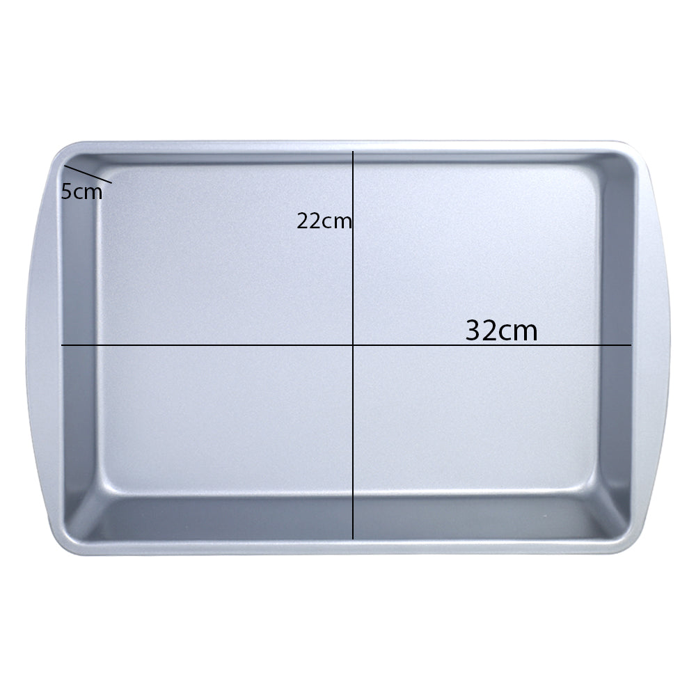 Non-Stick Deep Rectangle Tray 32 x 22cm (Grey)