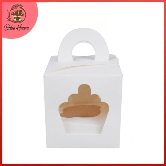 1 Cavity Single Cupcake Box With Front Window And Handle