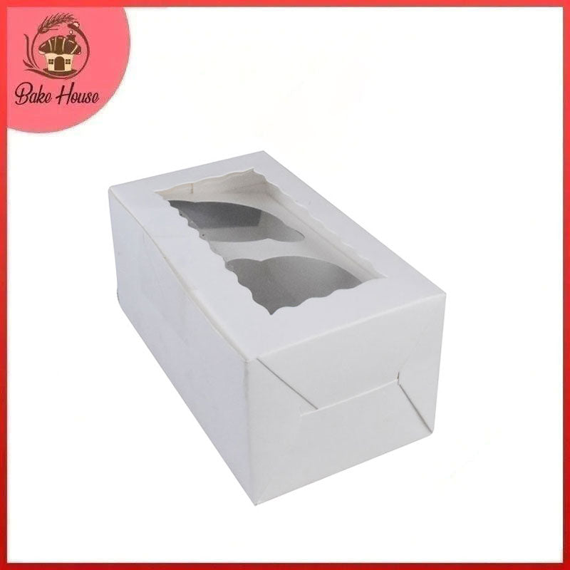 2 Cavity Cupcake Box 6.5 X 3.5 X 3 Inch with Top Window