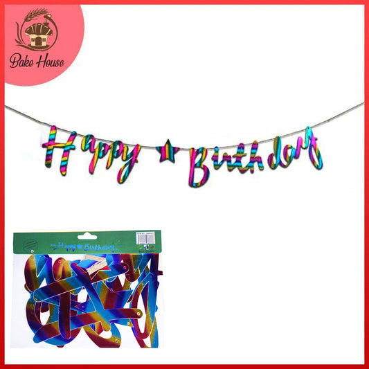 Multicolor Cursive Writing Style Happy Birthday Banner for Birthday Party Decoration