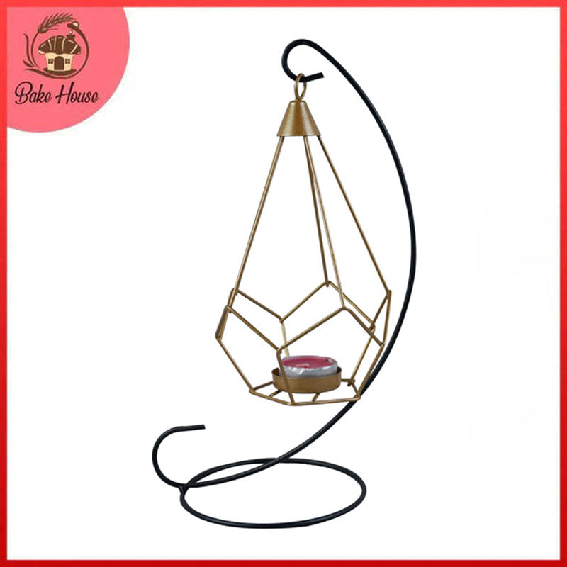 Iron Moon Shape Stand With Hanging Drop Tealight Candle Holder Centrepiece Decor