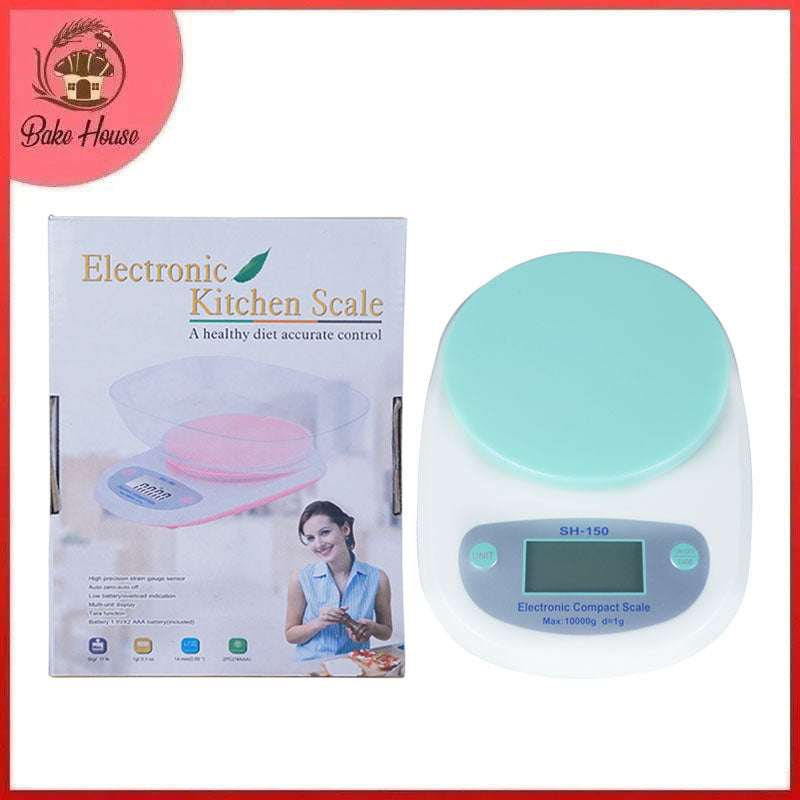 Electronic Digital Kitchen Weight Scale With Plastic Bowl (SH-150) Weighs Max 10kg