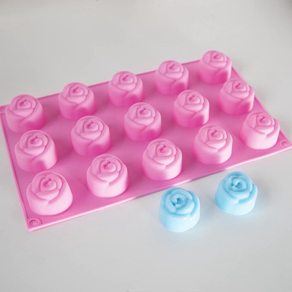 Rose Shape Silicone Fondant & Chocolate Mold 15 Cavity