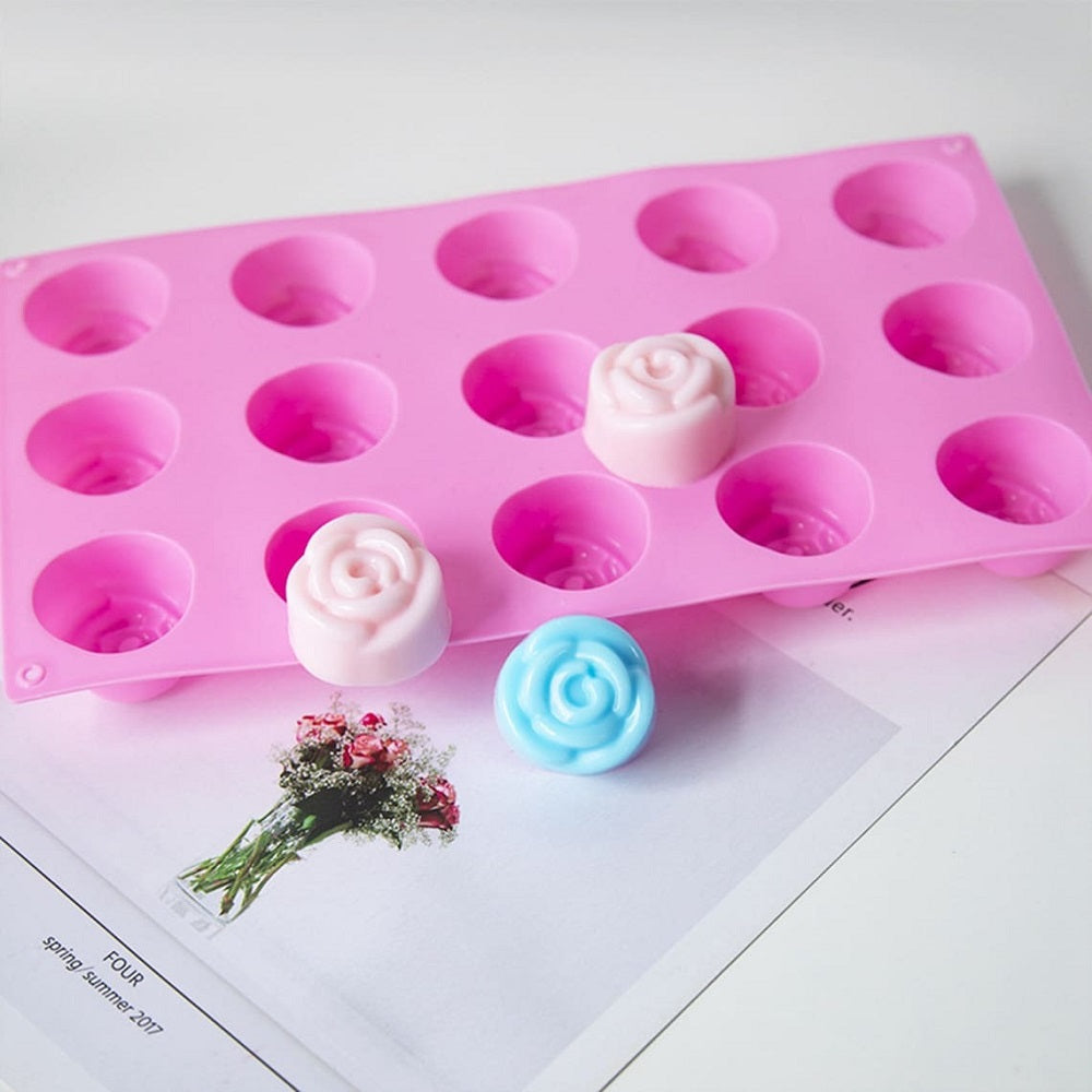 Rose Shape Silicone Fondant & Chocolate Mold 15 Cavity