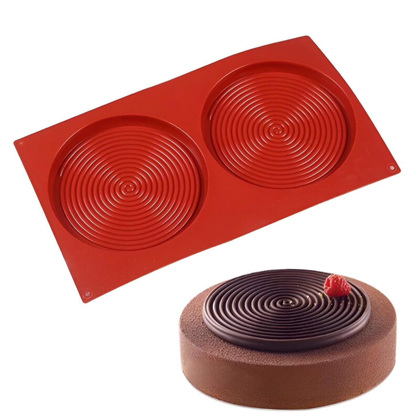 Spiral Round Fondant Chocolate Dessert Silicone Mold 2 Cavity