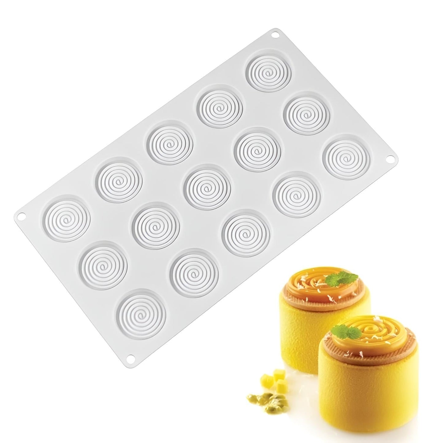 Spiral Round Fondant Chocolate Silicone Mold 15 Cavity