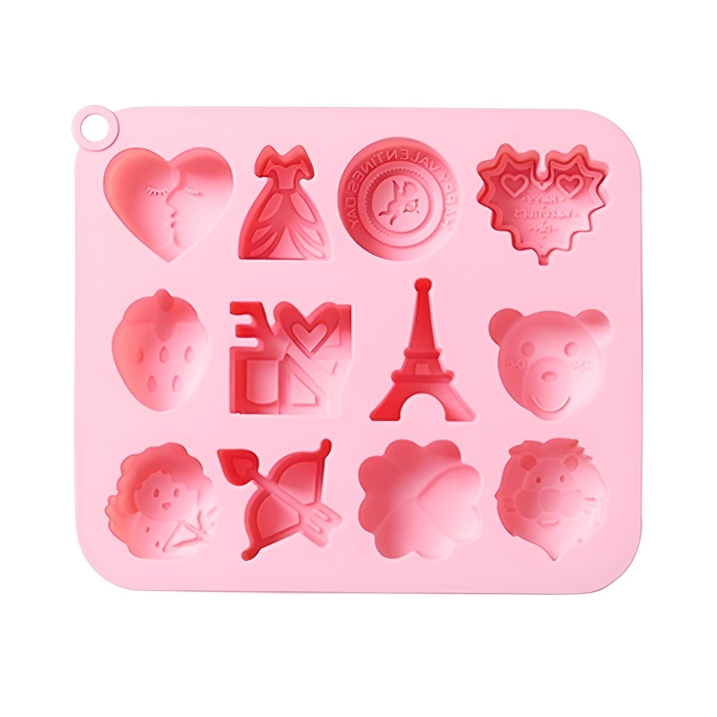 Love Valentine Theme Silicone Chocolate & Fondant Mold 12 Cavity