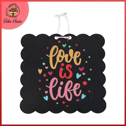 'Love Is Life' Quote Wooden Wall Hanging Decor