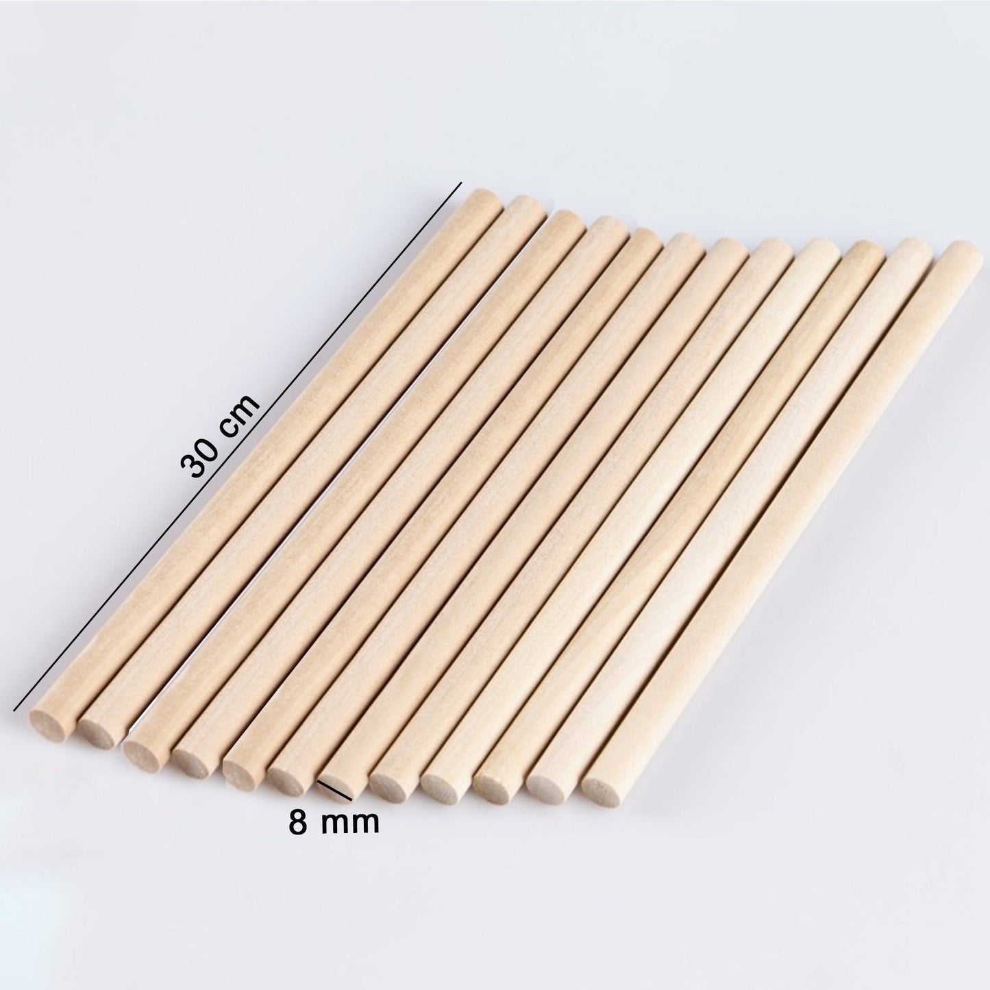 8mm Wooden Cake Dowel Rods 12 Pcs Pack