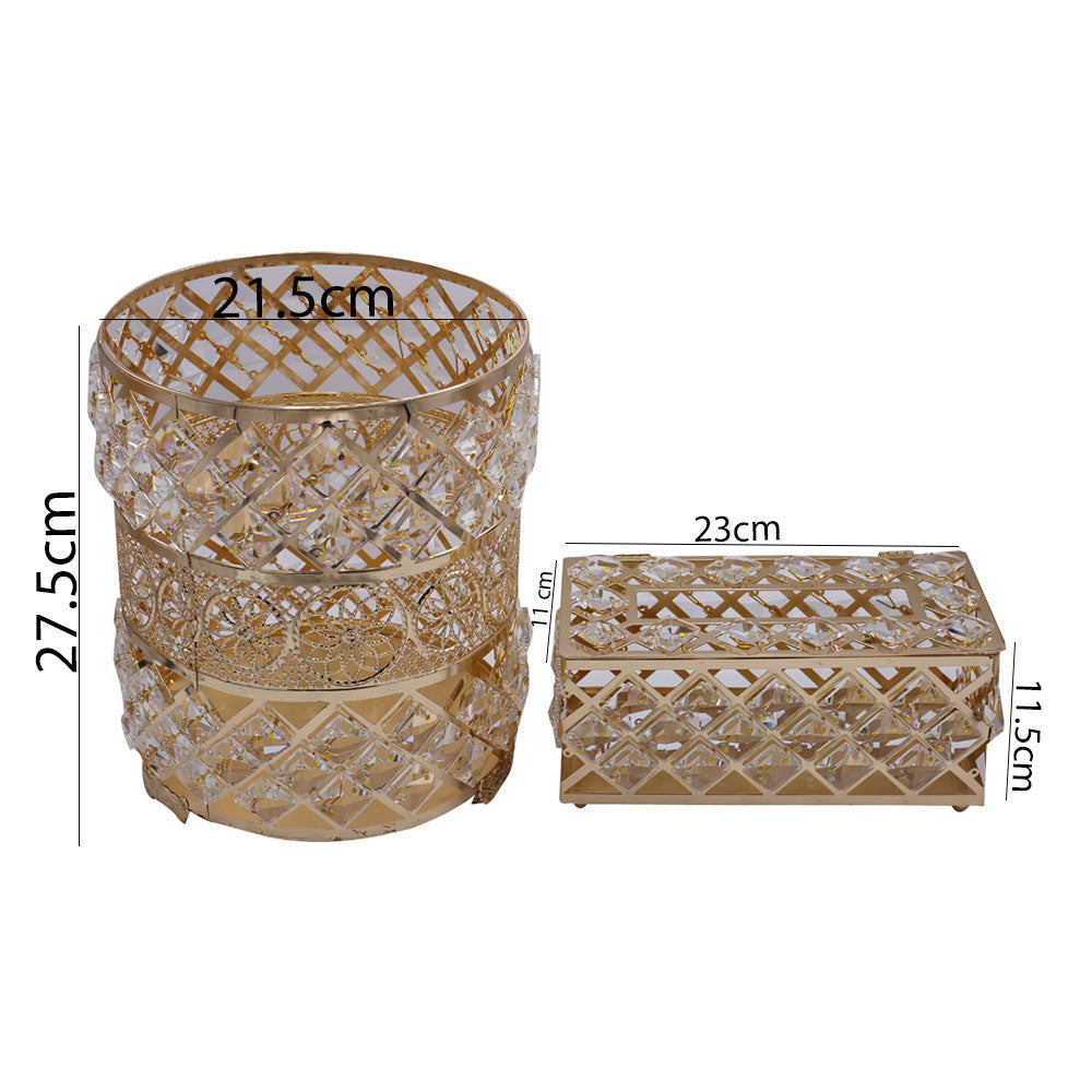 Dimond Stones Design Decor Fancy Dustbin And Tissue Box Holder Set