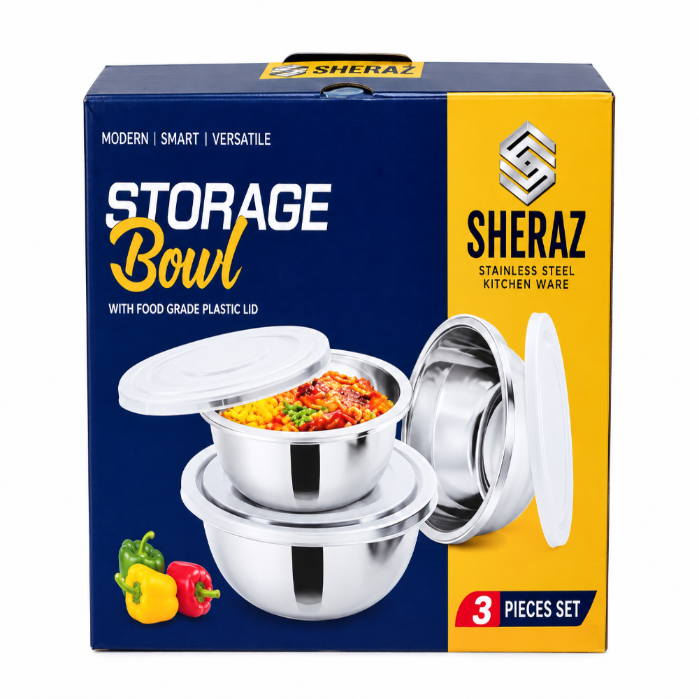 Stainless Steel Mixing & Storage Bowl Set With Lid Heat-Resistant & Leak-Proof