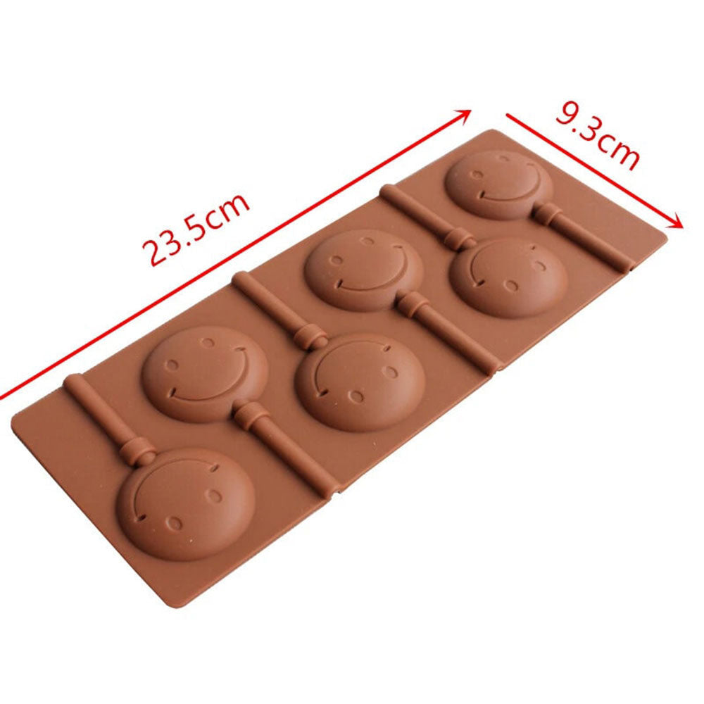 Smiley Face Lollipop Mold 6 Cavity