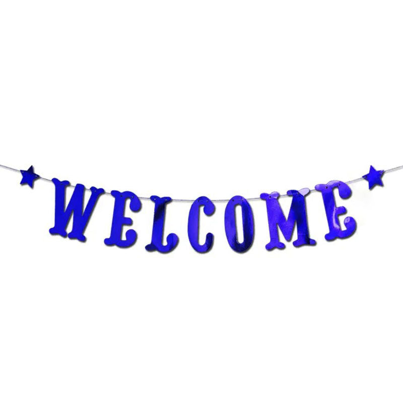 Blue Color Welcome Banner For Party Decoration