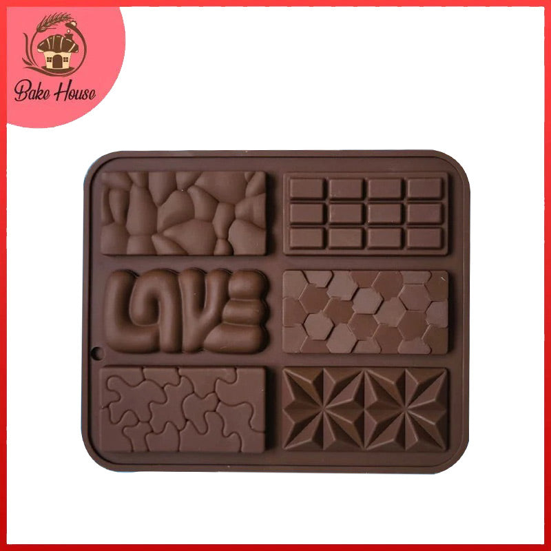 Love & Multi Designs Mini Chocolate Bars Silicone Mold 6 Cavity