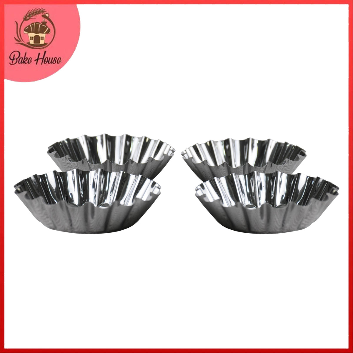 Mini Tart Pan Silver 4 Pcs Set 7.7cm