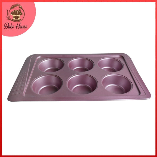 Non Stick Pink 7cm Cupcake Tray 6 Cavity