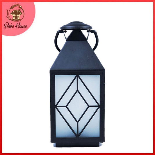 Diamond Frosted Window Hut Style Led Candle Lantern - Hanging and Tabletop Decoration