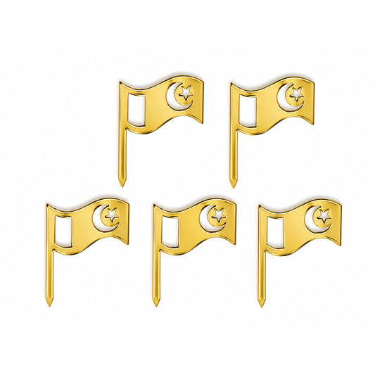 Pakistan Flag Cut Out Stamp 5Pcs Set Golden
