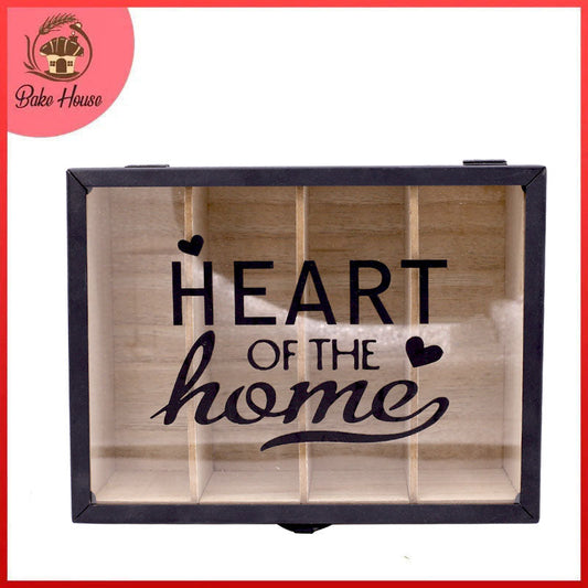 Storage Wooden Box Glass lid 4 Compartments