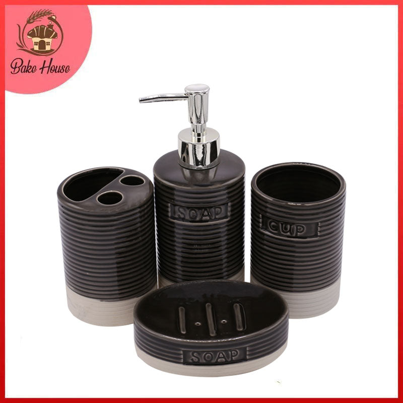 Cylinder Lines 4 Pcs Ceramic Bathroom Accessories Set