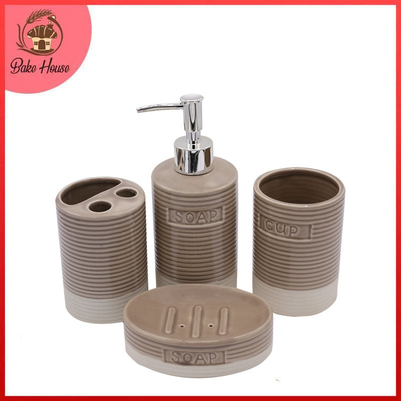 Cylinder Lines 4 Pcs Ceramic Bathroom Accessories Set