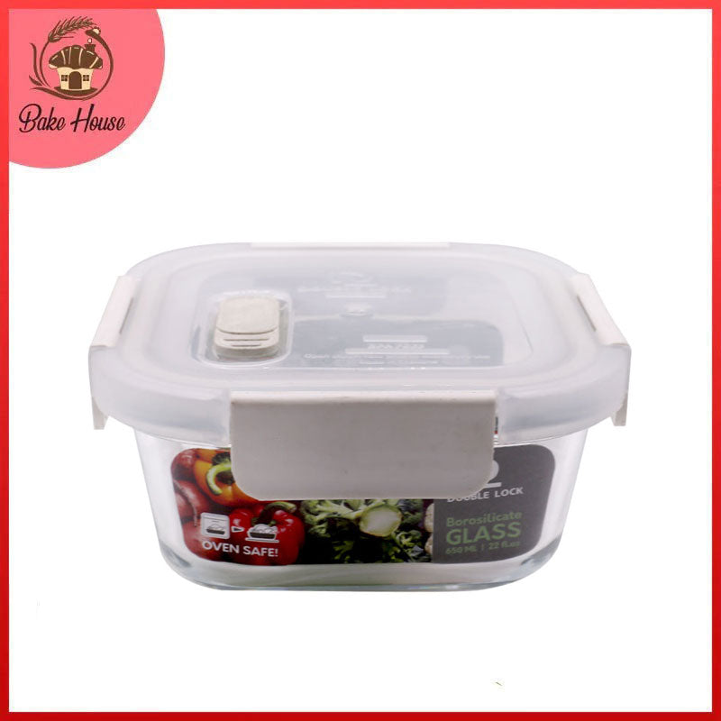 DL Airtight Borosilicate Glass Square Storage Box 380ml