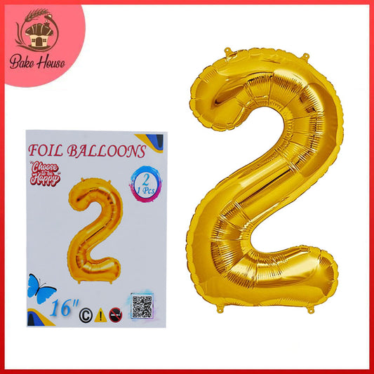 16 Inch Golden Number 2 Foil Balloon for Party Decoration
