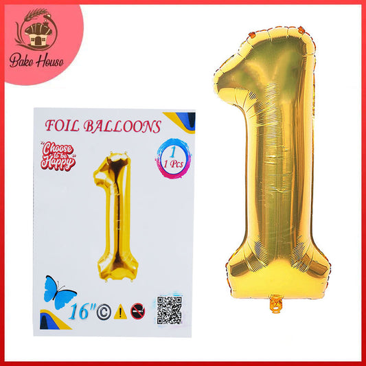16 Inch Golden Number 1 Foil Balloon for Party Decoration