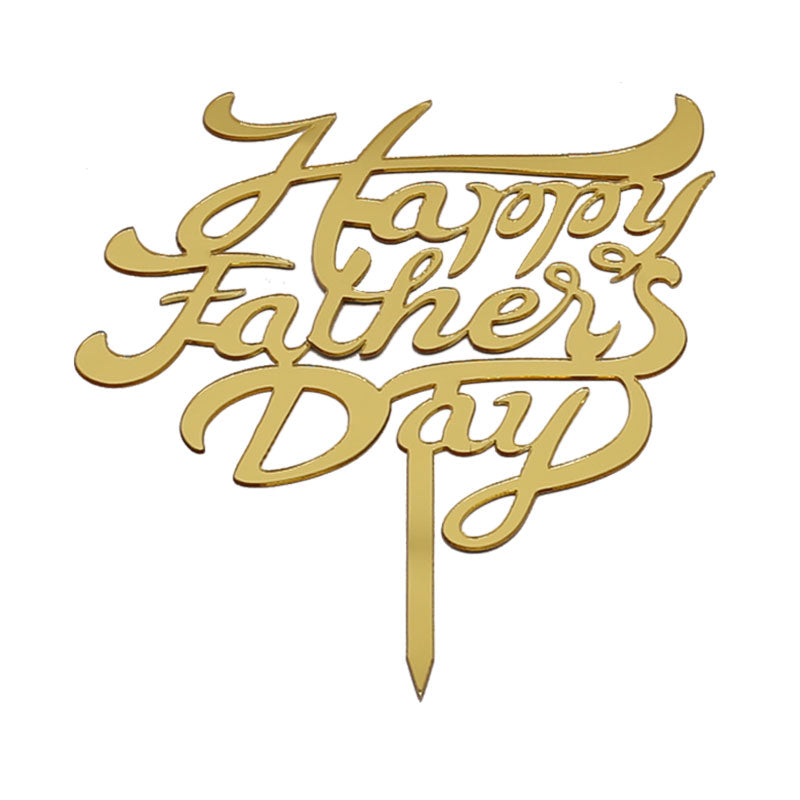 Happy Fathers Day Cake Topper Golden