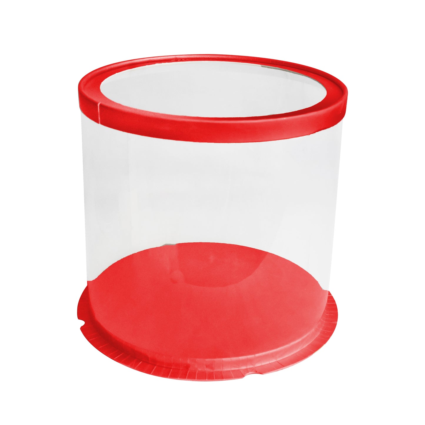 Transparent Cake Box Red With Base & Lid 10.3 X 10.3 X 9.5 Inch