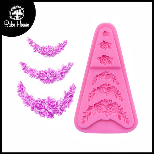 Rose Flower Garland Silicone Mold 6 Cavity
