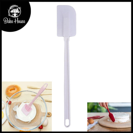 Silicone Spatula with Long Plastic White Handle 33.5cm