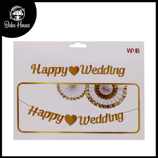 Happy Wedding  Cursive Writting Letters Shape Wall Banner For Party Decoration Silver
