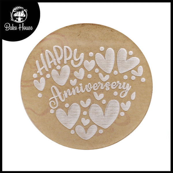 Happy Anniversary Fondant Stamp Plastic With Small And Big Heart Design