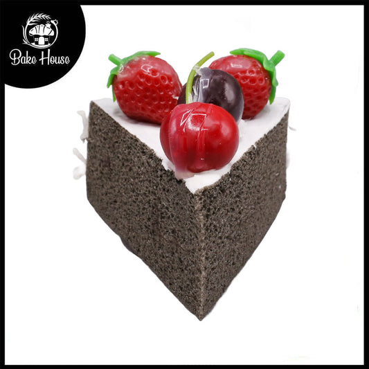 Realistic Artificial Chocolate Triangle Pastry With Strawberry Topping