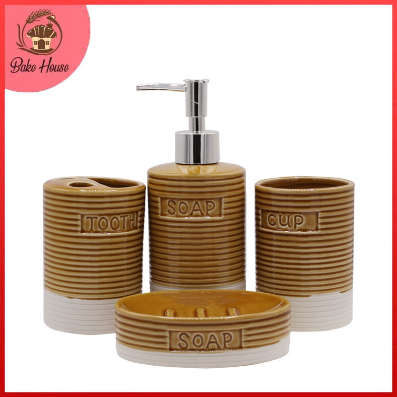 Cylinder Lines 4 Pcs Ceramic Bathroom Accessories Set