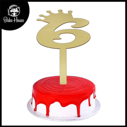 Number Cake Topper Golden  (Six)