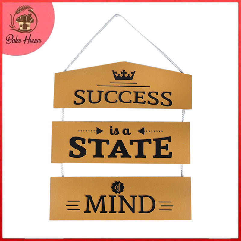 'Success Is A State Of Mind' Motivational Quote Wooden Wall Hanging Decor