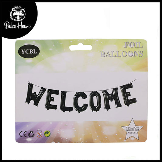 Black Welcome Letters Shape Foil Balloons Wall Banner For Party Decoration