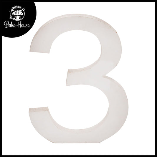 Freestanding Wooden Uppercase Number 3