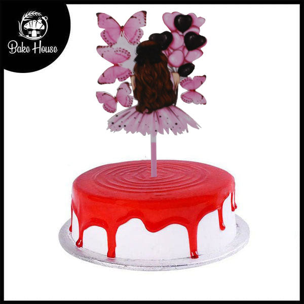 Girl Hair Cake Topper Design 8