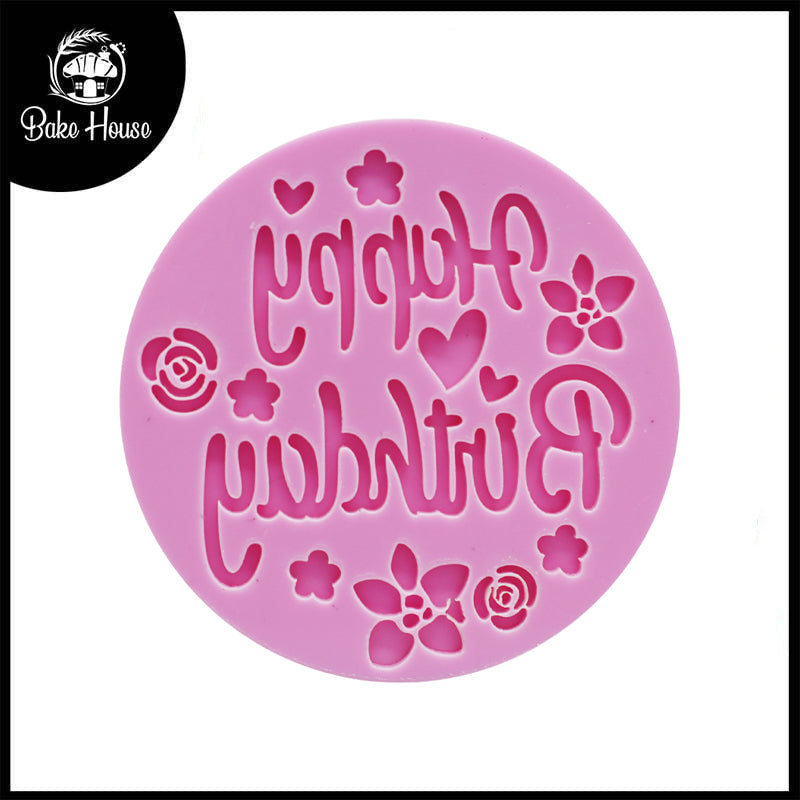 Happy Birthday Pink Fondant Stamp Plastic (Design 10)